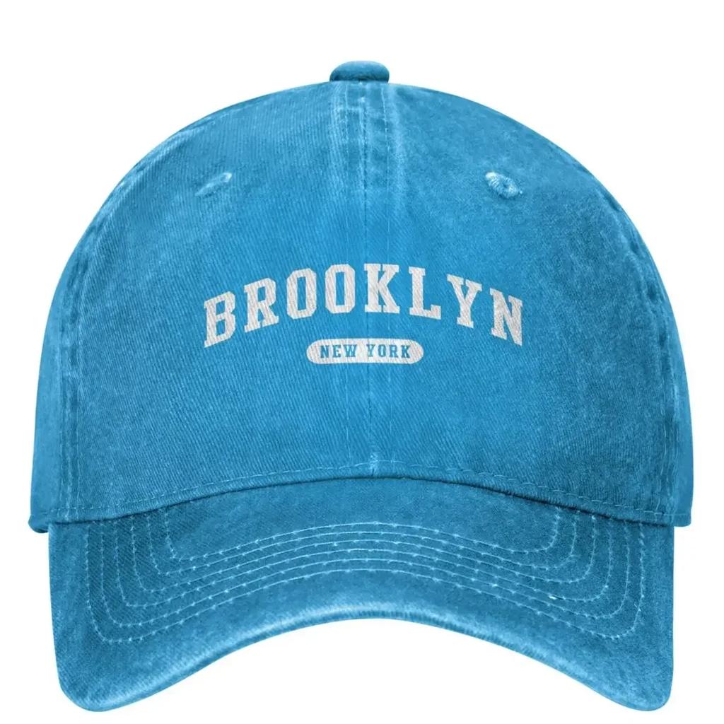 Brooklyn White Letter Print Denim Baseball Cap Outdoor Gym Hip Hop Hats Summer Unisex Unisex yk Retro Design Baseball Caps