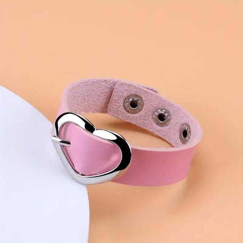 Punk Minimalistisch Persönlichkeit Niedlich Mode Trend Pu-Leder Dekoratives Armband Valentinstag Weihnachtsgeschenk gray