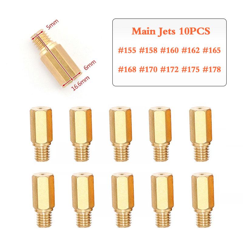 10pcs Carburetor Main Jets Slow Pilot Jets M5 6mm M4 5mm Thread For PWK Keihin OKO CVK Carb Set Injector Nozzle Motorcycle Part