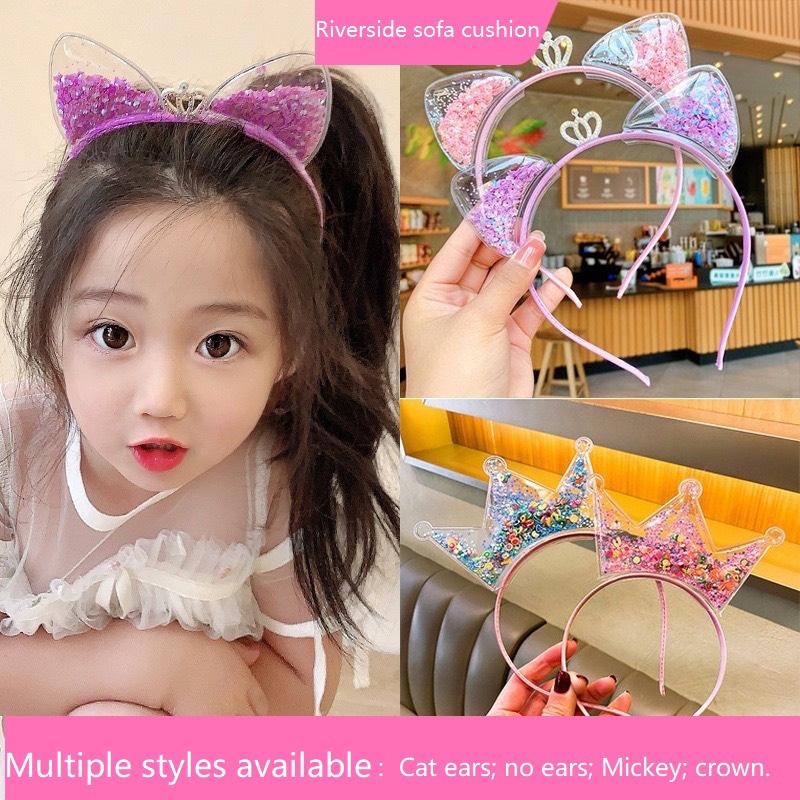 1PCS Cute Glitter Cat Ear Hair Bands for Girls Crown Colorful GirlsParty Headwear Kids Fashion Hair Accessories  FDr09