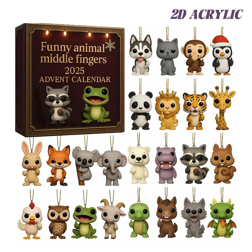 

2025 Countdown Animal Advent Calendar Funny Christmas Tree Decoration Acrylic Ornament Holiday Party Gift Home Decor Accessories One size