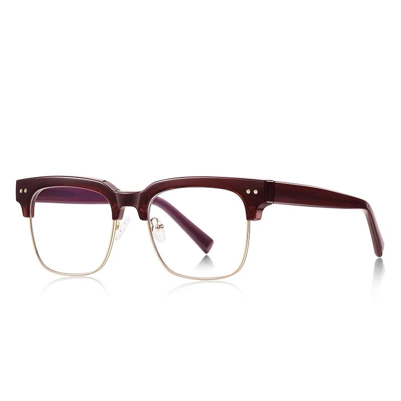 Rivet Frame Square Nearsighted Glasses For Men Blue Light Blocking Oversized Finished Glasses Nearsighted 0 -0.5 -0.75 To -6.0