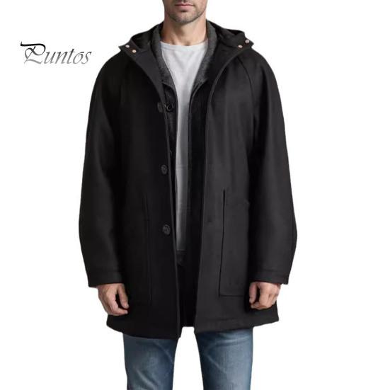 

Мужское пальто с капюшоном, реглан, длинный рукав, однотонная куртка с карманами, однобортная, средней длины, шерстяная верхняя одежда S чёрный