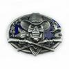 Western Cowboy Skull Black Large Zinc Alloy Retro Oval Belt Buckle