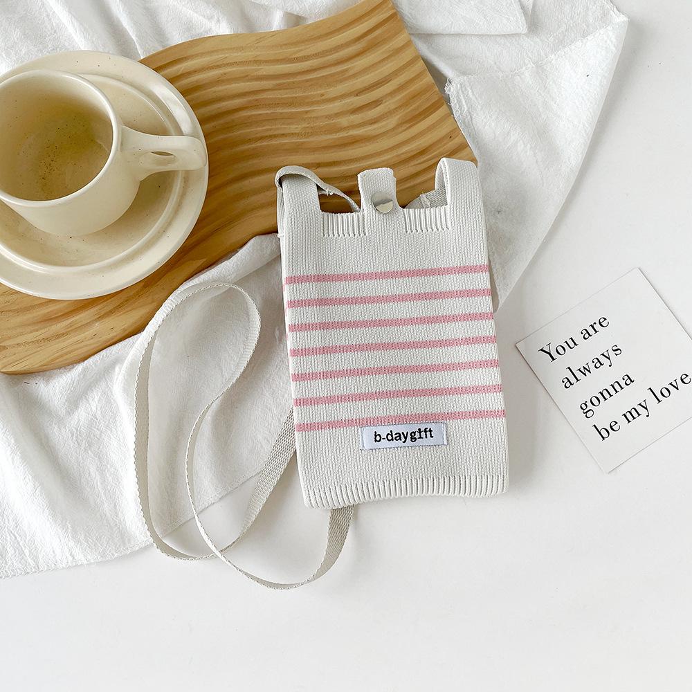 Cute And Sweet Knitted Mobile Phone Bag Shoulder Crossover Handheld Premium Mini Small Bag Mobile Phone Bag