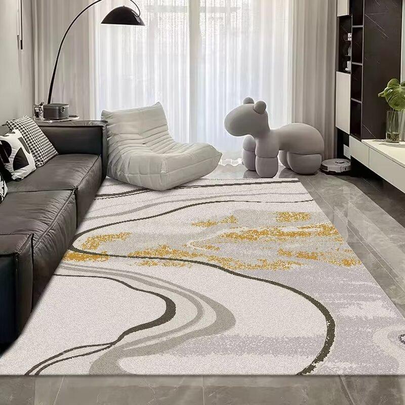 Light Luxury Abstract Living Room Crystal Velvet Carpet, Large Area Bedroom Full Of Floor Mats, Living Room Sand Coffee Table Carpet