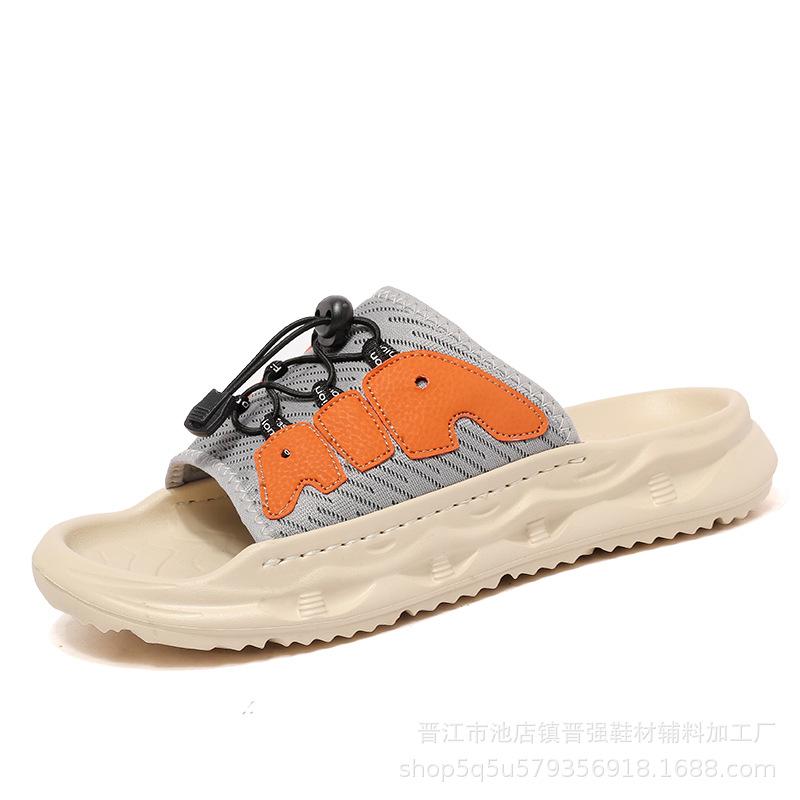 Slippers men's summer wear soft-soled one-word drag teenagers non-slip and wear-resistant sports and leisure beach sandals
