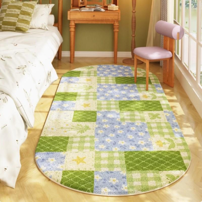 

VIKAMA Летний Свежий и Легкий Цветочный Ковер для Спальни Прикроватный Водонепроницаемый Прикроватный Плюшевый Коврик в Деревенском Стиле Домашнее Украшение 50X120CM(1.6X3.9FT