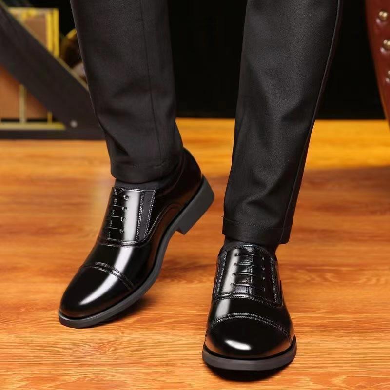 Leather shoes men's new men's British spring and autumn breathable work shoes business dress leather shoes men's youth three joints one foot