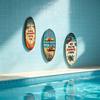 Outdoor Waterproof Wall Art Ornament 1/3Pcs Surfboard Plaque Decoration, Solid Wood Vintage Coastal Sign, Tropical Beach Decoration Retro Seaside