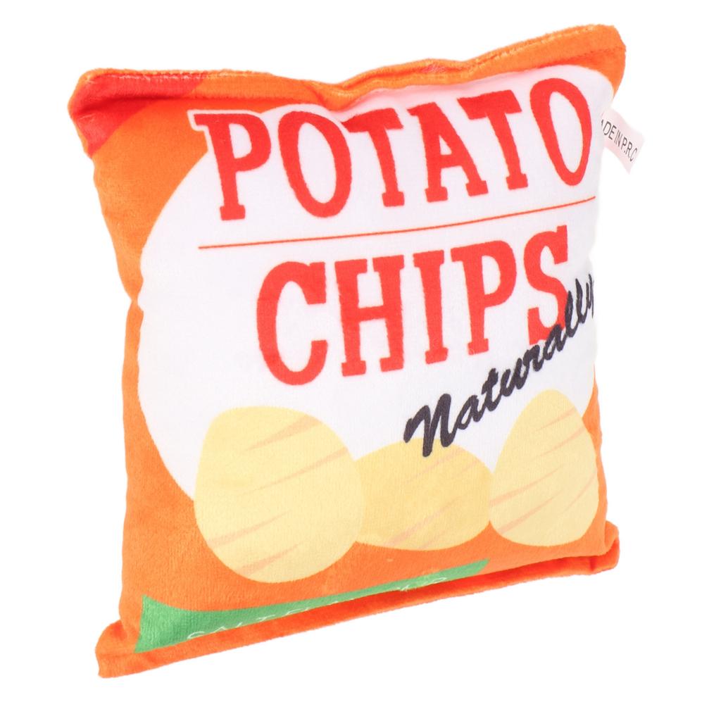 Potato Chips Plush Dog Toy Built In Rattling Paper Bite Resistant Squeaky Snack Bag Dog Toy for Puppy Potato Chip Orange