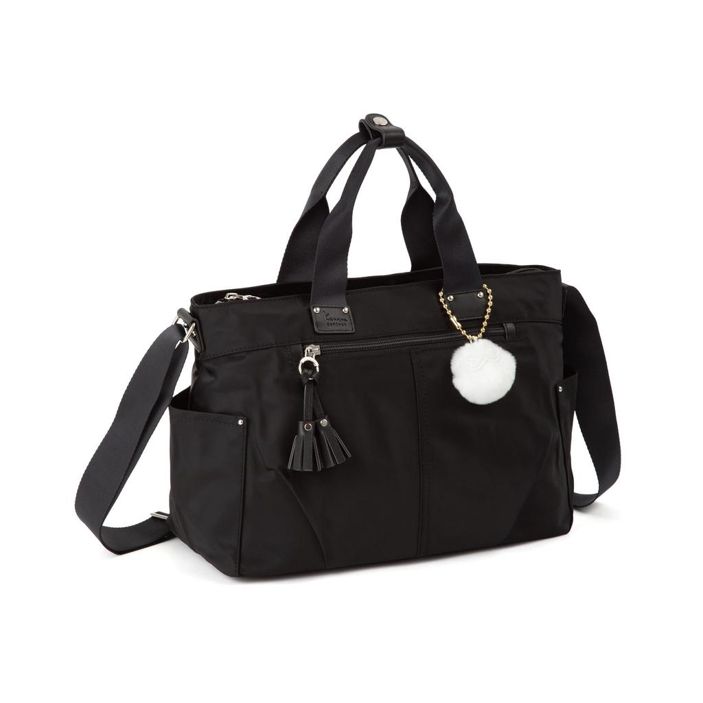 Kanana project Collection Shoulder Bag with Tassel and Long Wallet Black Storage, No. 68873, Women's,