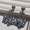S925 Sterlingsilber Nadel Grau Perlen Quaste Ohrringe - Elegantes Nischen Design für Damen