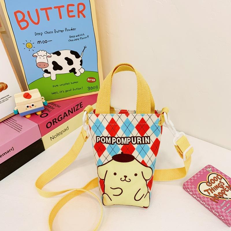 Fashion new children's bag cute girl large capacity water cup canvas bag baby shoulder messenger bag