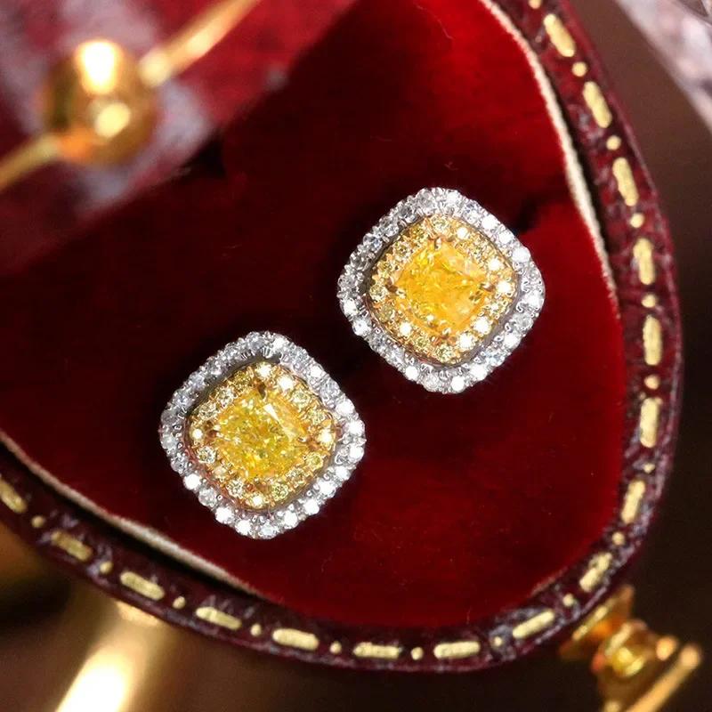 Yellow Zircon, Niche Design, Cool Style, Fresh and Elegant Accessories, High-end Trend, Personalized Fashion Earrings