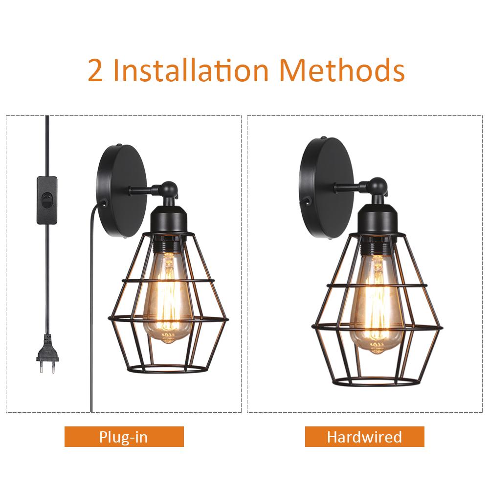 Tomshine AC 220–240 V Wandleuchte, Lampenschirm, E27-Sockel mit Schalter, Innenwandleuchte im Vintage-Stil