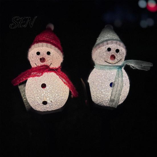 Waterproof Solar Powered Yard Ornaments 2Pcs Snowman Garden Lights, Christmas Pathway Decorative Figures for LED Lamps with Stakes Lawn Patio
