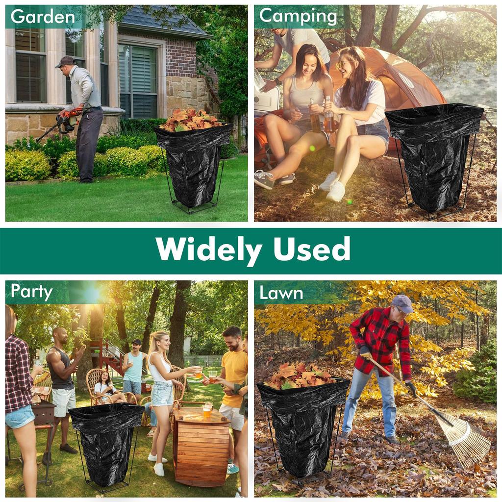 Robust Metal Leaf Bag Holder For 30-45 Gallon Garden Waste Flexible Frame Outdoor Trash Storage