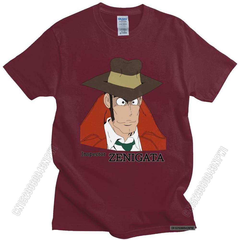 Lustiges Lupin The Third T-Shirt für Herren Rundhals Koichi Zenigata Grafik T-Shirt Vorgeschrumpfte Baumwolle Normale Passform T-Shirt Merchandise