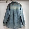 Heavy Industry Bead Butterfly Embroidered Denim Shirt Women's Early Spring New Lapel Loose Jacket Light Luxury Top