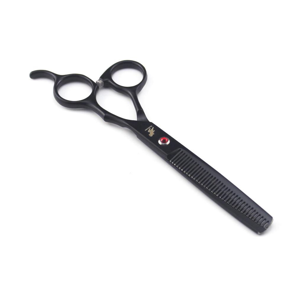 7" Black Pet Grooming Scissors & Comb Set - 4-Piece Straight Shears
