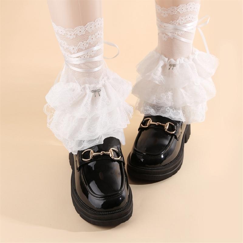 Polsini in Pizzo Elastici Scaldamuscoli Comodi Accessori Cosplay Moda Stile Gotico Costume Anime Maniche per Gambe