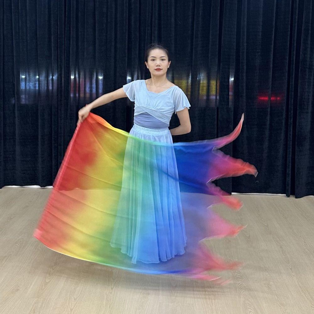 Multicolor Rectangle Flags with Telescopic Sticks Colorful Scarves Flag Dance Performance