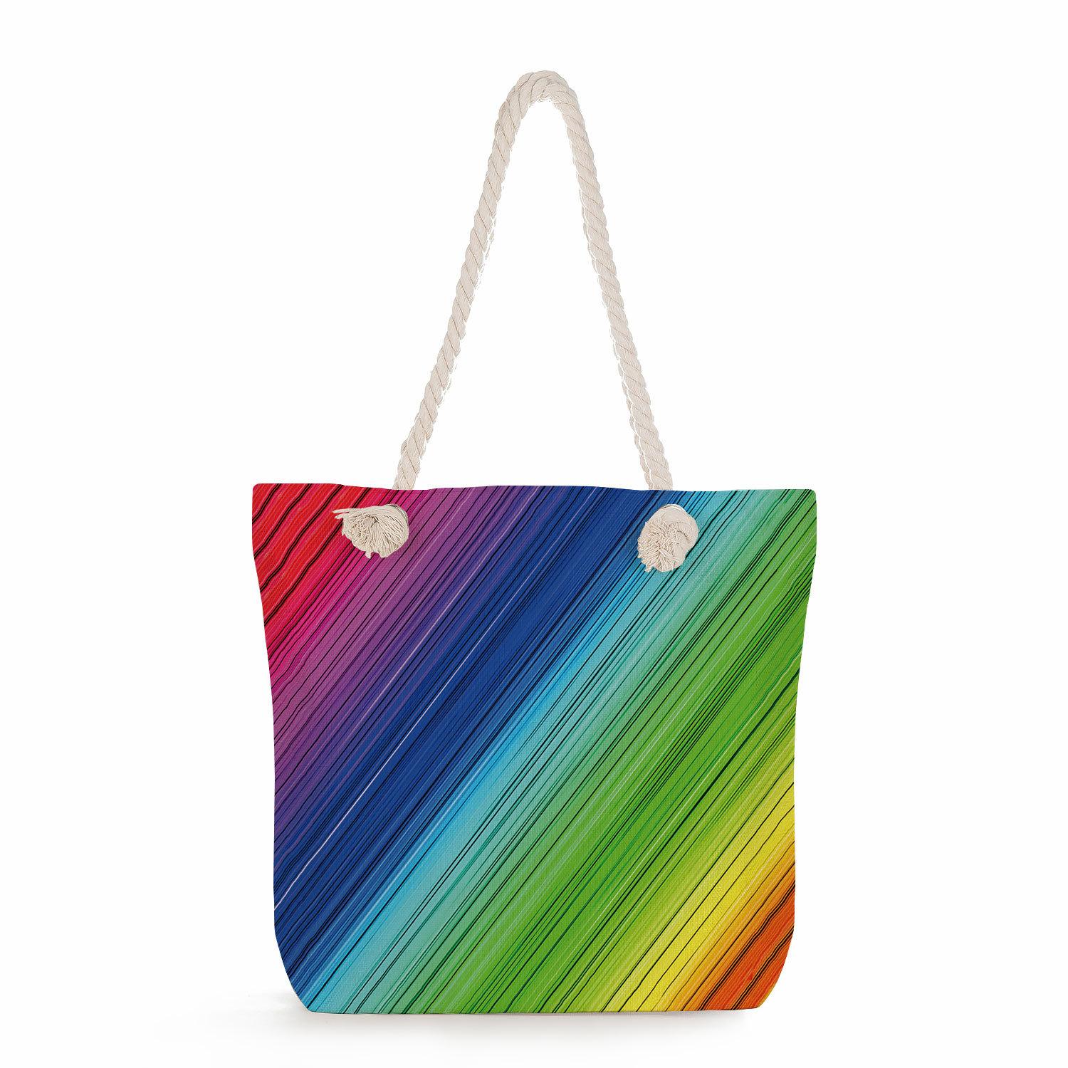 Color print thick rope single-shoulder beach bag 7299