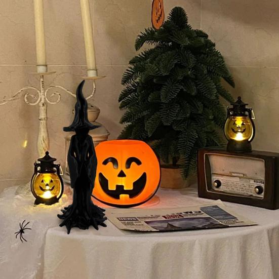 Halloween Enchanting Witch Statue 3D Printed Tree Root Black Witch