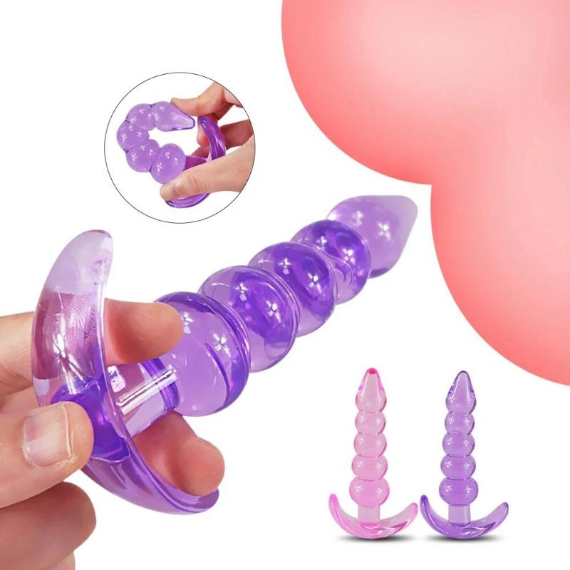 Soft Silicone Anal Plugs & Beads Set – Prostate Massager & Dildo Butt Plug for Men & Women (Unisex Adult Toy)