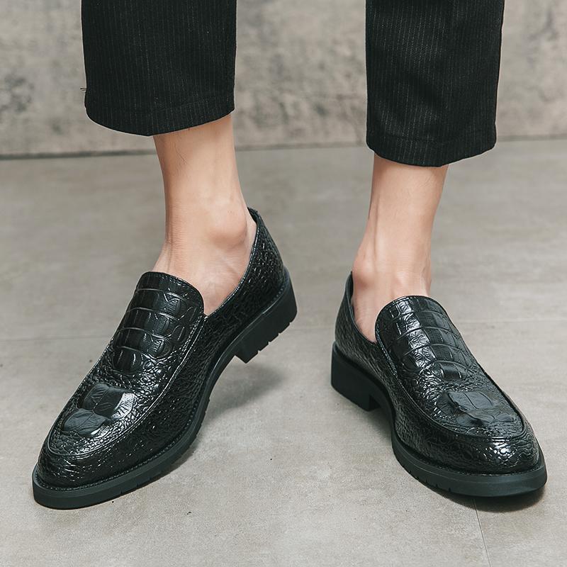 Pánské mokasíny Street Style Skládané Embosované Boty Černé Formální Obchodní Svatba Ples Tuxedo Párty Boty Velká Velikost