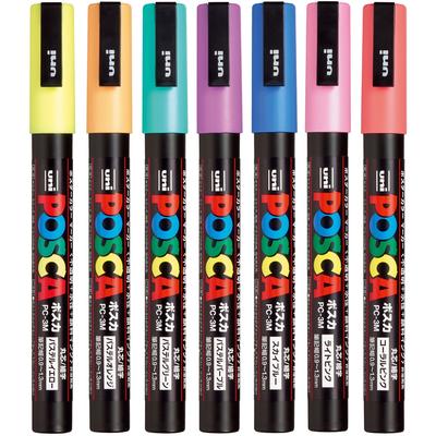 Uni Posca Sign Fine Round 7 PC3M7C Water-Based Pen, Point, Tip, Colors,