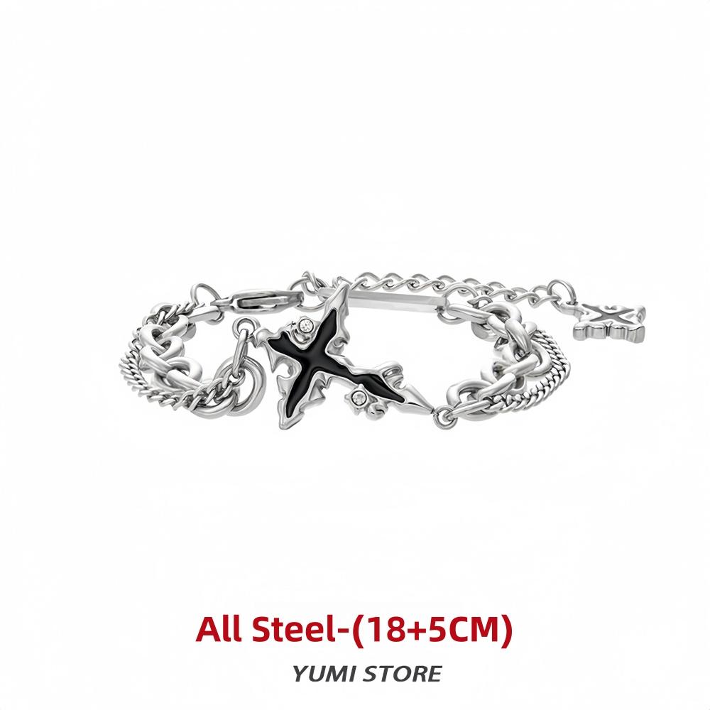 Hip Hop Zircon Dark Cross Bracelet For Man Woman Non Fading Titanium Steel Luxury Unisex Couple Bracelet Jewelry Cool Gift