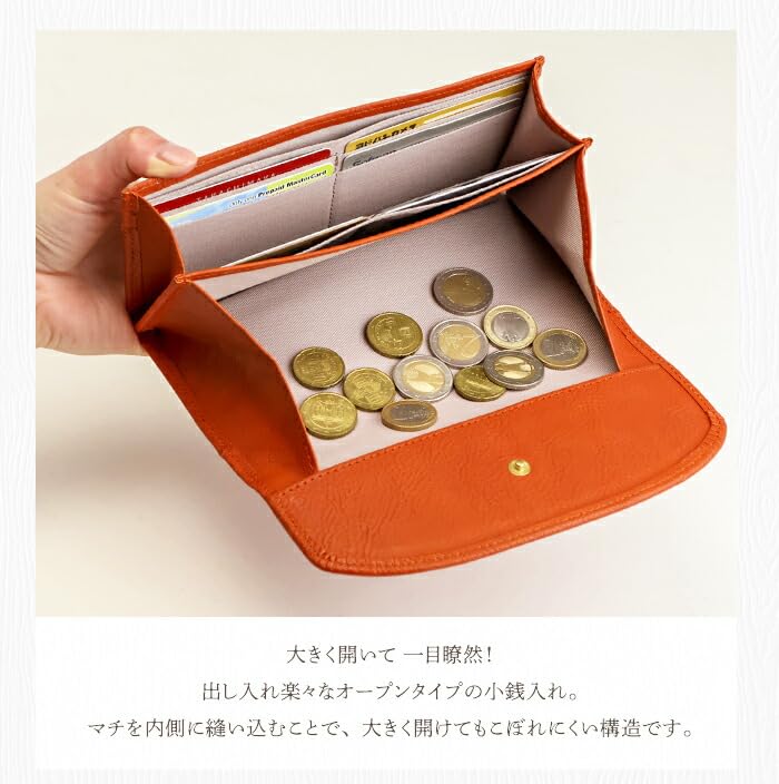 Alcoro Japanese-made flap long wallet with dots (green)