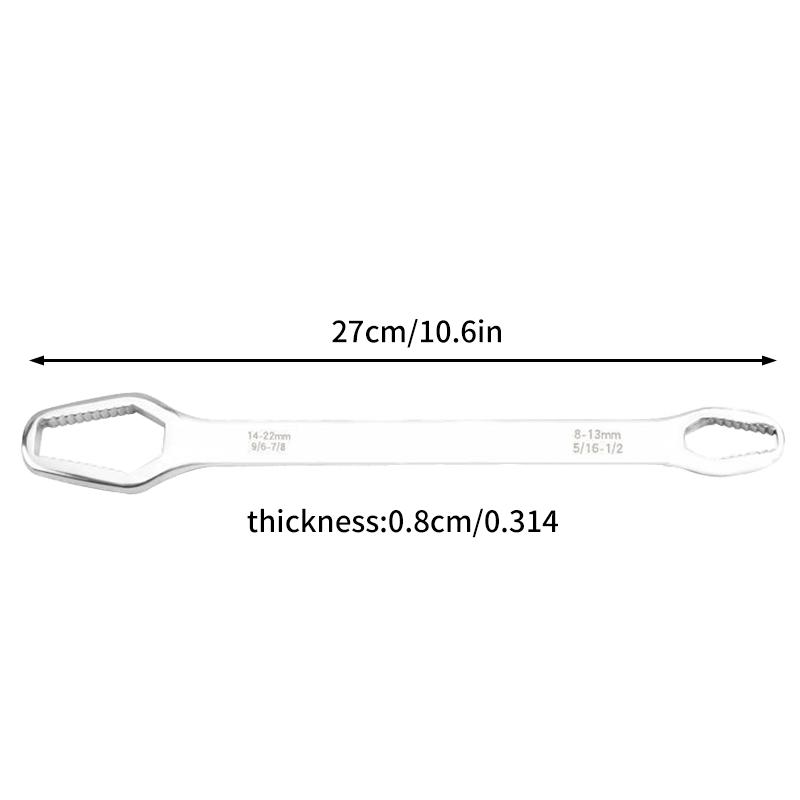 Multi-Functional Black Wrench – 5mm Thick Adjustable Self-Tightening Double-Head Open Range 3-17mm for Auto & Home Use