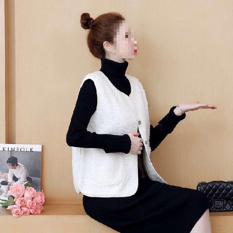 

Trendy Women s Imitation Lambswool Vest Cardigan - New 2026 Spring/Autumn Sleeveless Outerwear 3XL брудно-білий