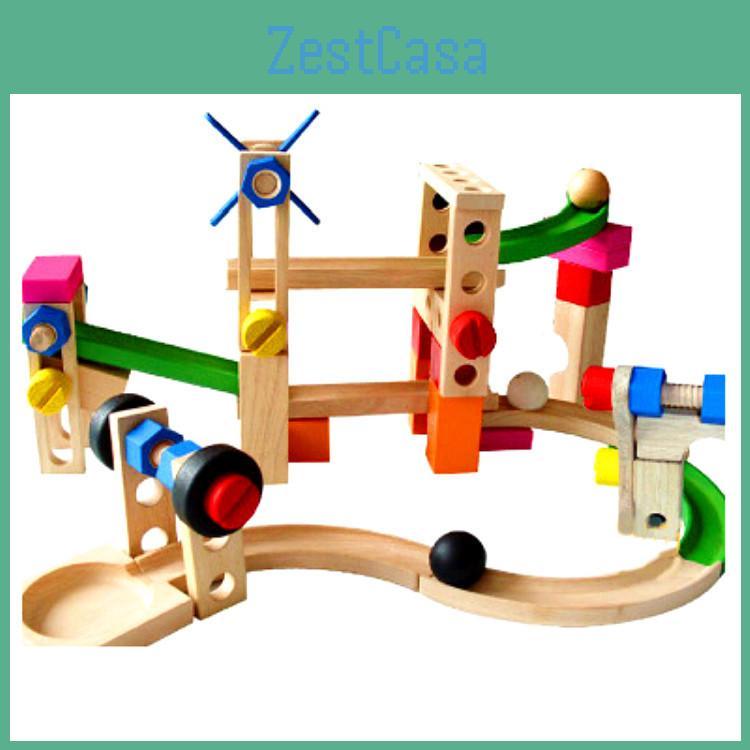 Wooden Roller Coaster Track Toy With Assembly Fun For Kids Educational Play