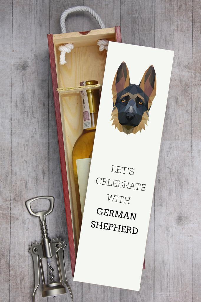 Owczarek Niemiecki, Alsatian I - Geometryczne Pudełko Ze Zdjęciem I Napisem Na Wino Marki Art-Dog