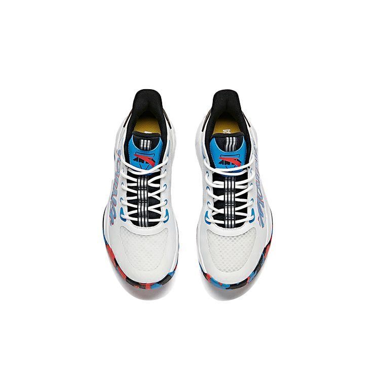 Anta Basketball Series Shock Absorption Non-Slip Wear-Resistant Mid-Top Performance Basketball Shoes Kids Sneakers White Black Blue 312121110-1