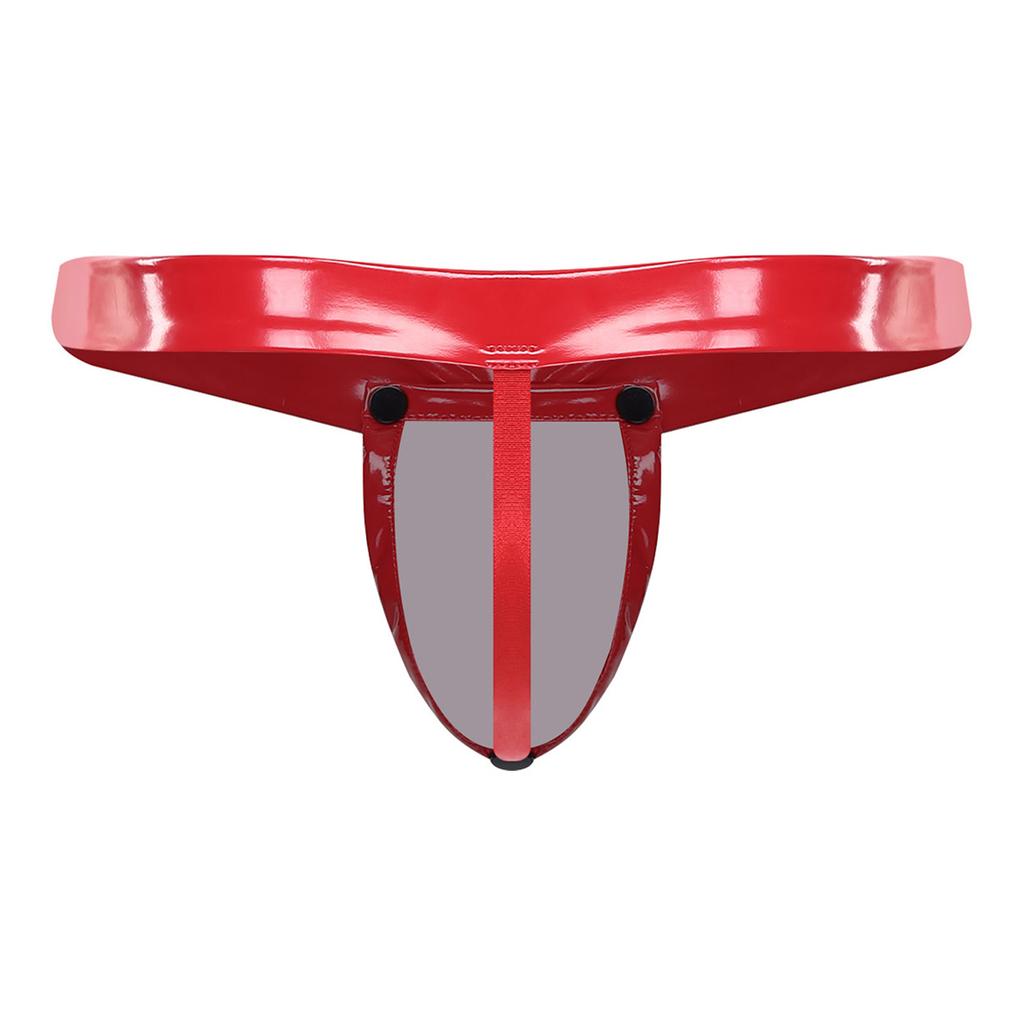 Pánské PU 2 v 1 Jockstrap Tanga O-kroužek Odnímatelný kryt rozkroku T-zadní kalhotky