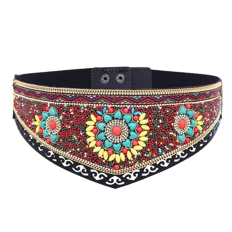 Bohemian Multicolored Beaded Belt Handwoven Adjustable Waistband For Women Ethnic Style Festival Accessory