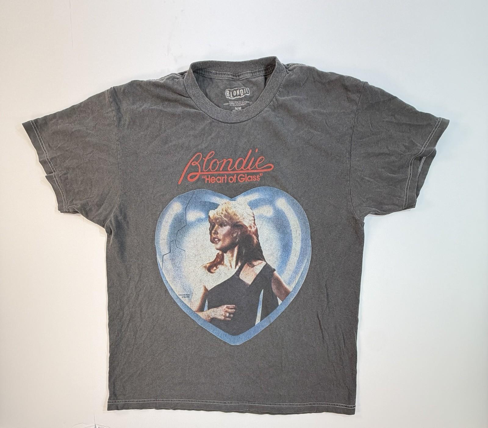 Blondie Heart of Glass Graphic T Shirt Band Tee Black Size M Unisex T-Shirt S