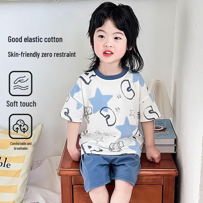 ZISEHY Boys Pure Cotton Summer Pajamas 140