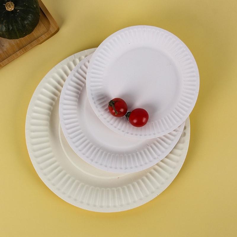 10pcs Large Disposable Paper Plates for Family Meals Biodegradable Dinnerware Degradable Tableware Kitchen Accessories