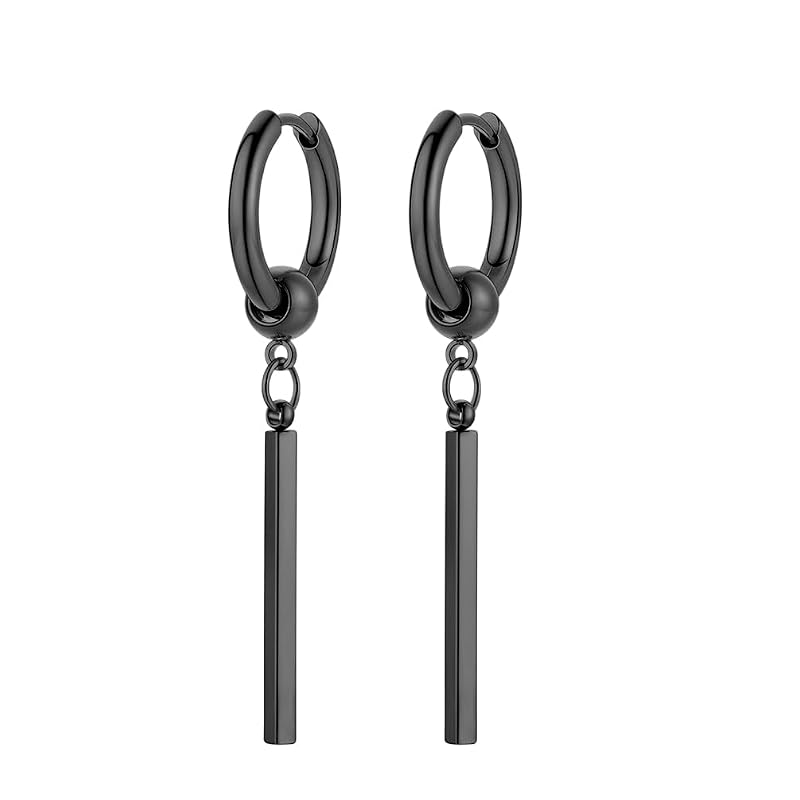 PROSTEEL Plate Earrings, Men's Dangle Ring Earrings, Hoop Earrings, Simple, Small, Black, Hip Hop Style, Unisex Accessory