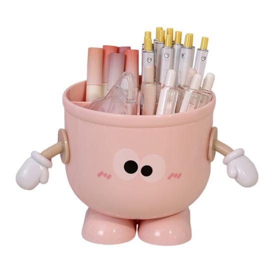 Pen Holder Cartoon Design Macaron Color Desk Organizer Large-capacity Partitioned Desk Caddy Home Office School Decor