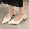 Summer Woman Pointed Toe Sandals Elegant Heeled Shoes Mid Heels Pumps Woman Slippers 2025 Trend Dress Zapatos De Mujer