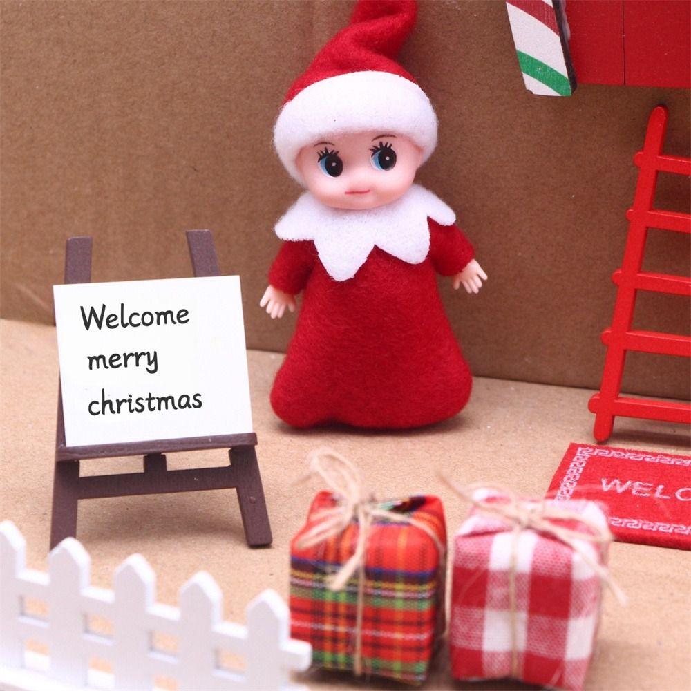 Mini Tree Fairy Toy House Wreath Miniature Elf Door Craft Gift DollHouse Elf Kit  Christmas Decor