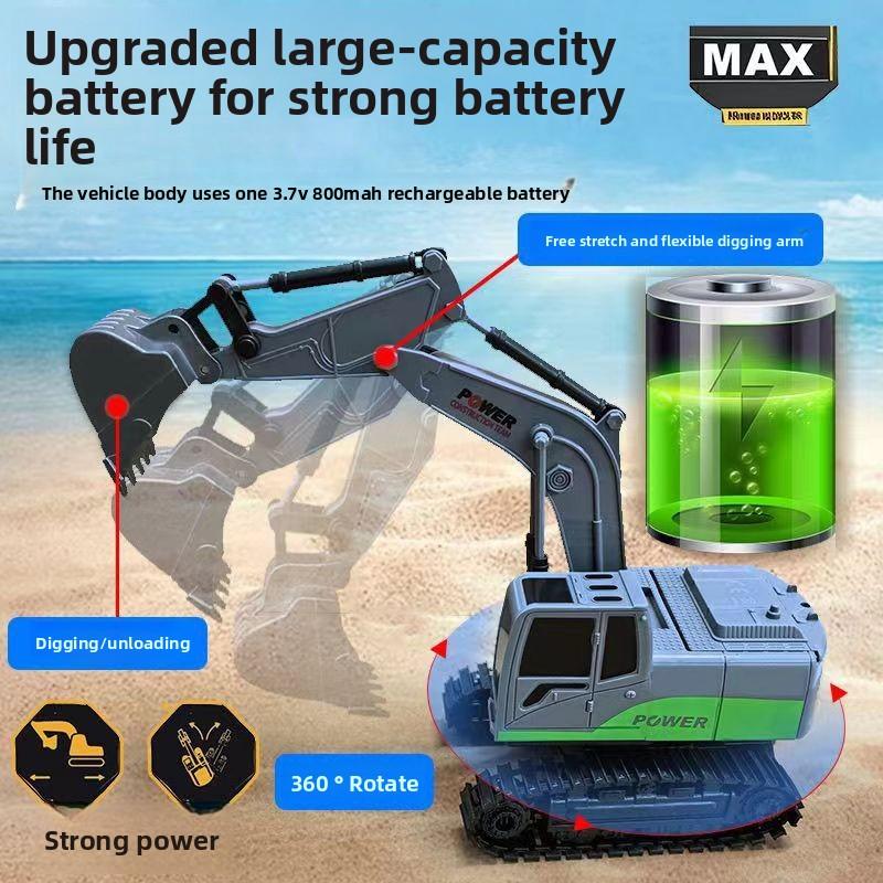 Alloy Wireless Remote-controlled Excavator, Rechargeable Electric Simulation Backhoe, Boy Engineering Vehicle, Toy Vehicle
