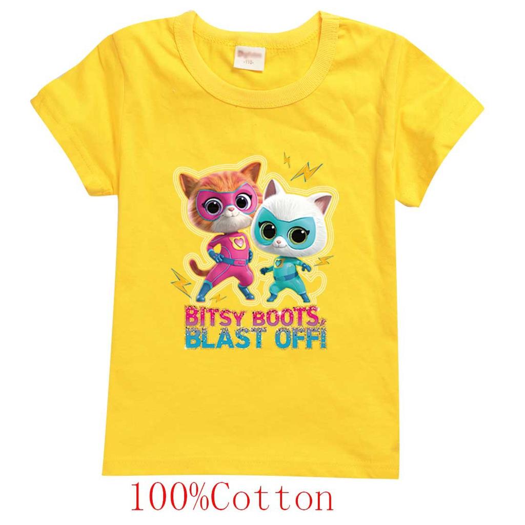 Game Super Cat Costume Kids SuperKitties T Shirt Baby Girls Summer Clothes Toddler Boys Cotton Tshirt Children Short Sleeve Tops